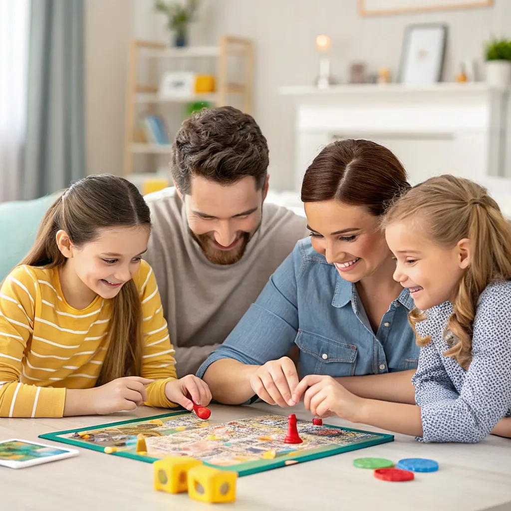 Family playing board games together